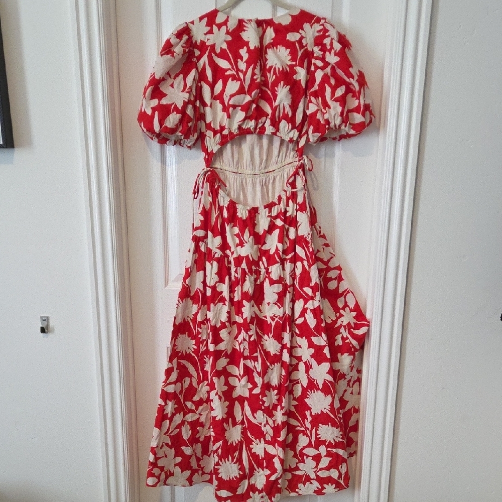 Moon River Vibrant Red and Cream Dress - Picture 6 of 6